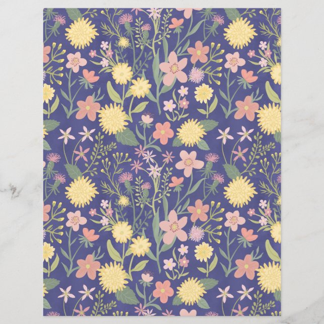 Skrapboks pappra rosa blommigt blommor lila botani (Framsida)