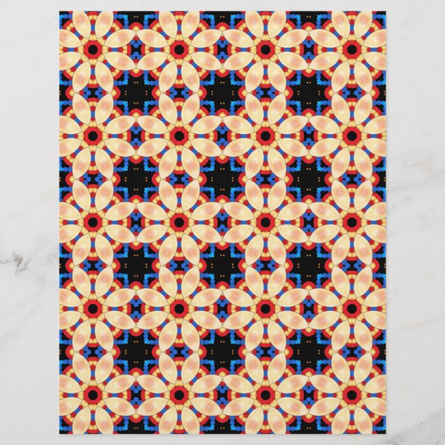 Skrapbook Papper Red Gult Blue Mönster (Framsida)