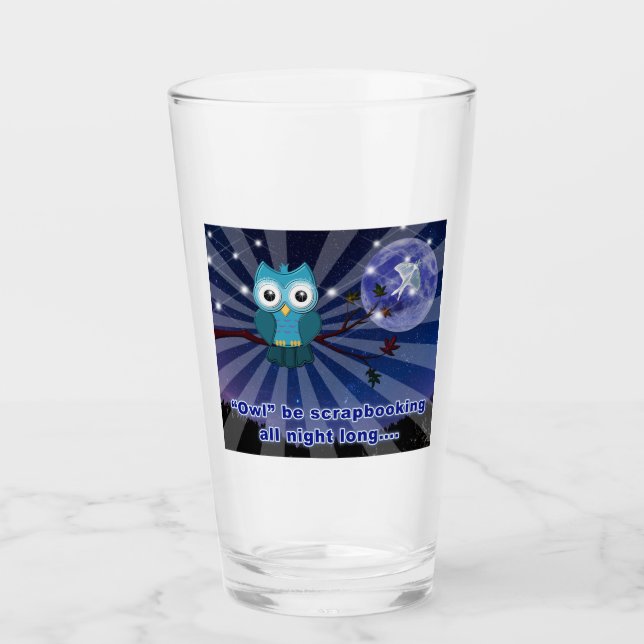 Skrapbookers "Uggla ska skrotas hela natten" Glaskopp (Framsida)