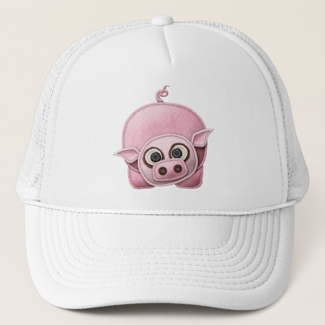SKRAPBOOKING ROSA GRIS PIGGIE PIGLET CUTE TECKNAD  TRUCKERKEPS (Framsida)