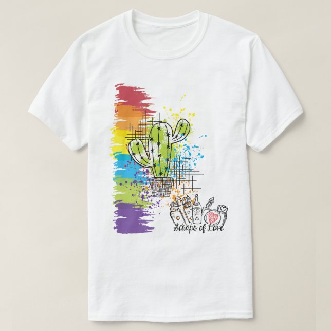 Skrapor av Kärlek Colorful Cactus T Shirt (Design framsida)