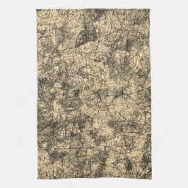 Skrapor upp repor på en lätt fläckig khaki kökshandduk