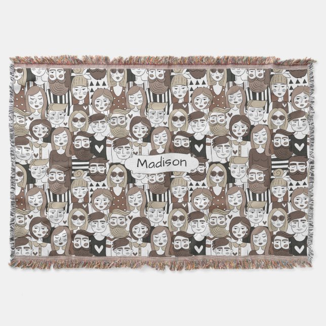 Skräppfilt för det egna namnet Hipster Mönster Filt (Framsidan)