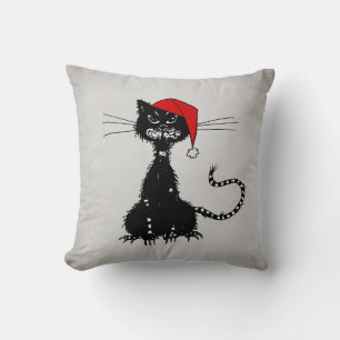 Skräppjulen: Katt med Santa Hat Goth Kudde