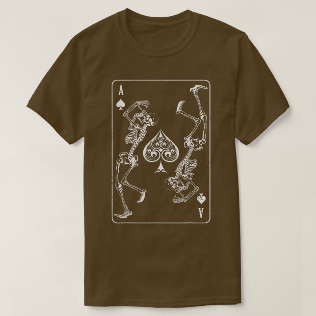 Skräppost Ace of Spades Card Shark Spelare Skeleto T Shirt (Design framsida)