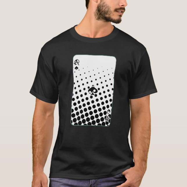 Skräppost Ace of Spades Card Shark Spelare Skeleto T Shirt (Framsida)