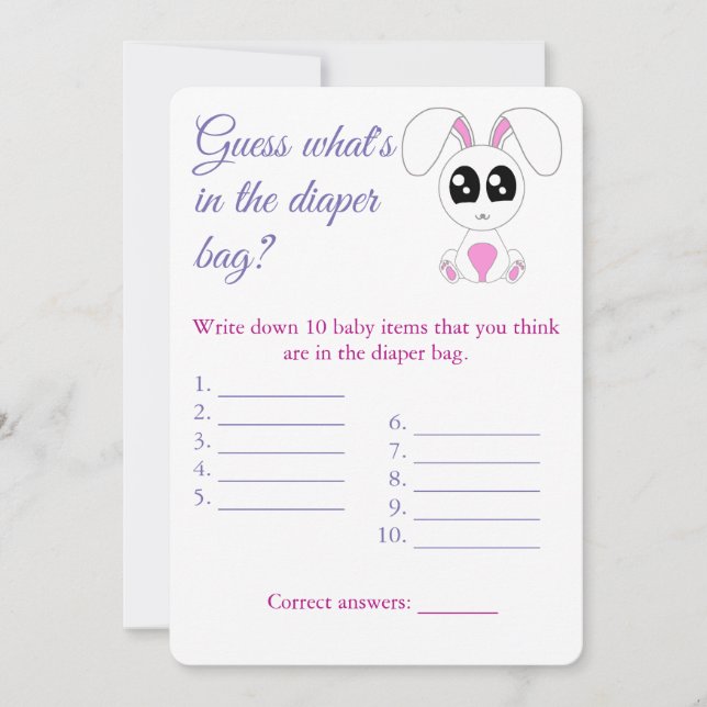 Skräppost, babyutfällare för spelkort, kanin inbjudningar (Framsida)