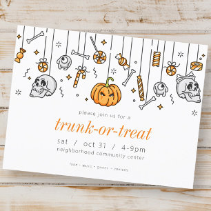 Skräppost eller behandla modern Chic Halloween fes Inbjudan Vykort