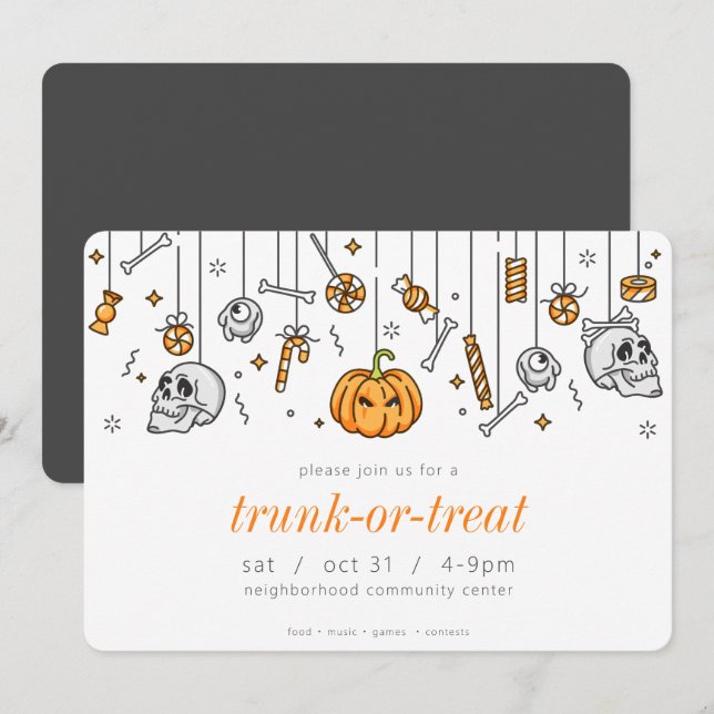 Skräppost eller behandla modern Chic Halloween fes Inbjudningar (Fram/baksida)