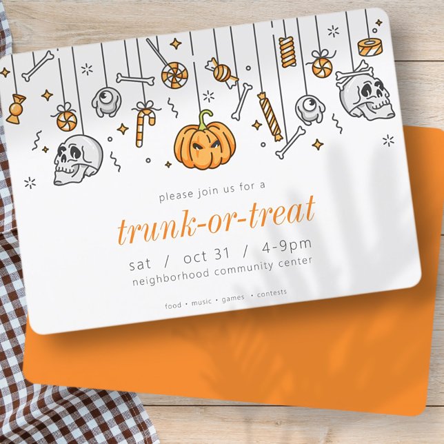 Skräppost eller behandla modern Chic Halloween fes Inbjudningar (Skapare uppladdad)