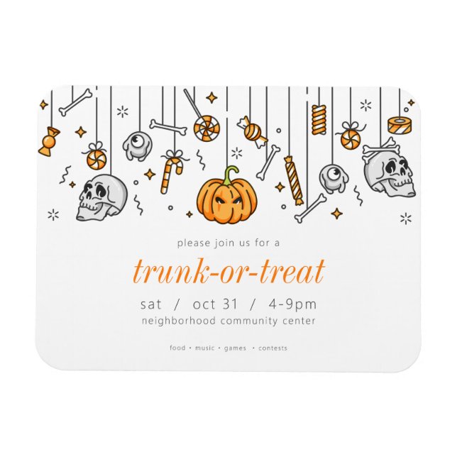 Skräppost eller behandla modern Chic Halloween fes Magnet (Horisontell)