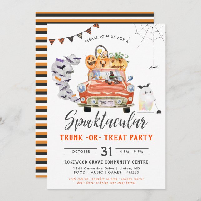 Skräppost eller behandling | Inbjudan till hallowe (Fram/baksida)