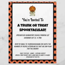 Skräppost eller Treat Halloween-prickad partiinbju Reklamblad