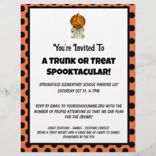 Skräppost eller Treat Halloween-prickad partiinbju Reklamblad