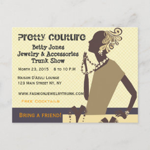 Skräppost för Juelry Trunk Show mode Söt Couture Inbjudan Vykort