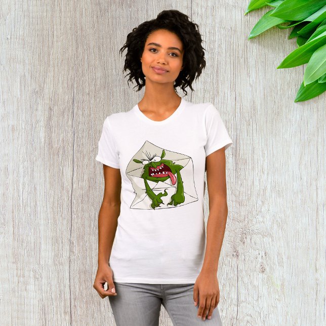 Skräppost i kuvert Grönt Monster Womens T-Shirt (Skapare uppladdad)
