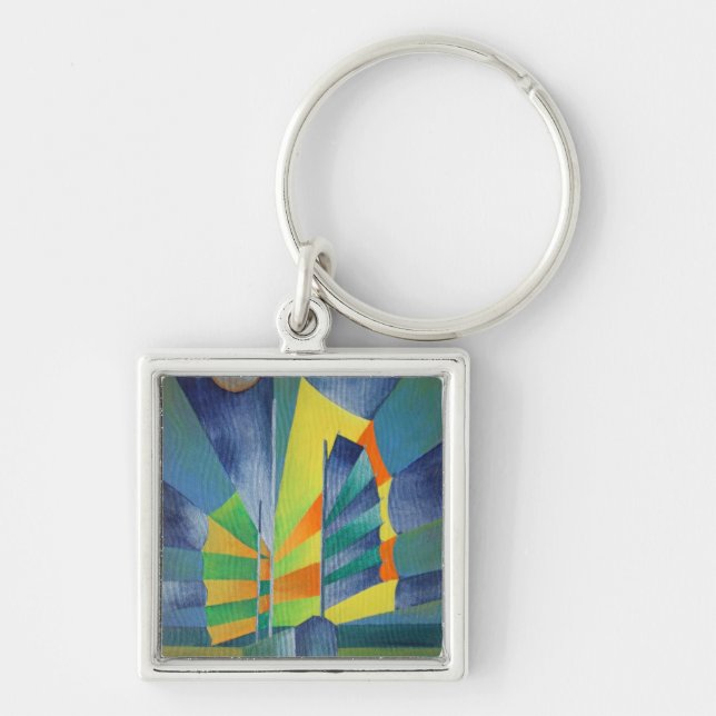 Skräppost i ljuset av Silvery Måne Fyrkantig Silverfärgad Nyckelring (Framsidan)