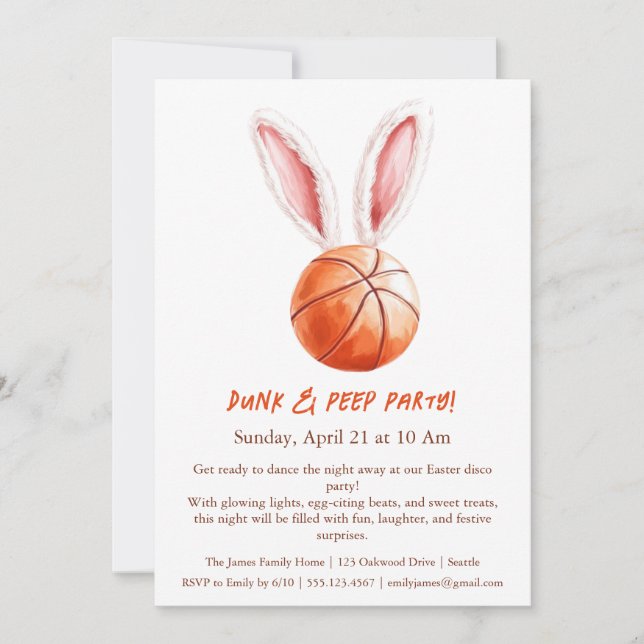 Skräppost och Peep Party - Basketball-inbjudan til Inbjudningar (Framsida)