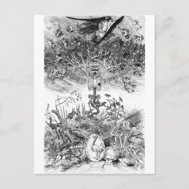 Skraps-vintagen Felicien Rops vykort (Framsida)