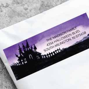 Skrary Haunted House Halloween Return Address Labe Returadress Etikett