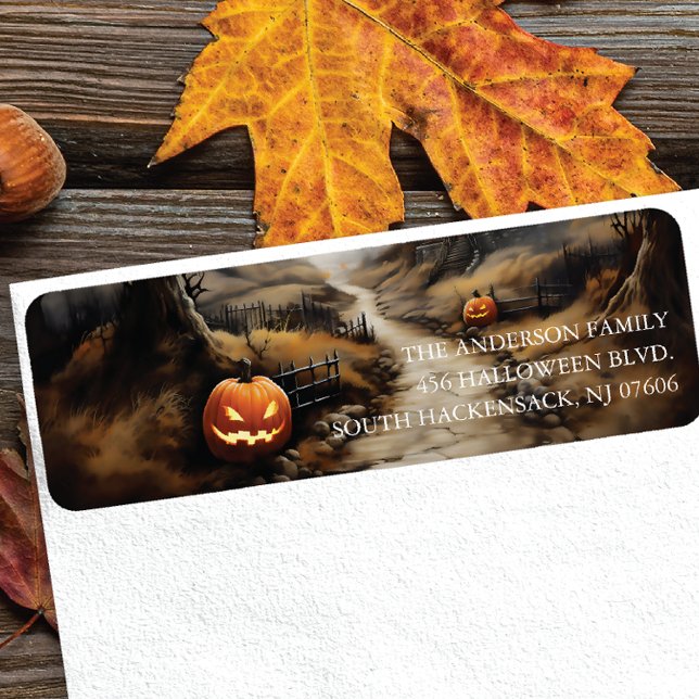 Skrary Haunted House Halloween Return Address Labe Returadress Etikett (Skapare uppladdad)