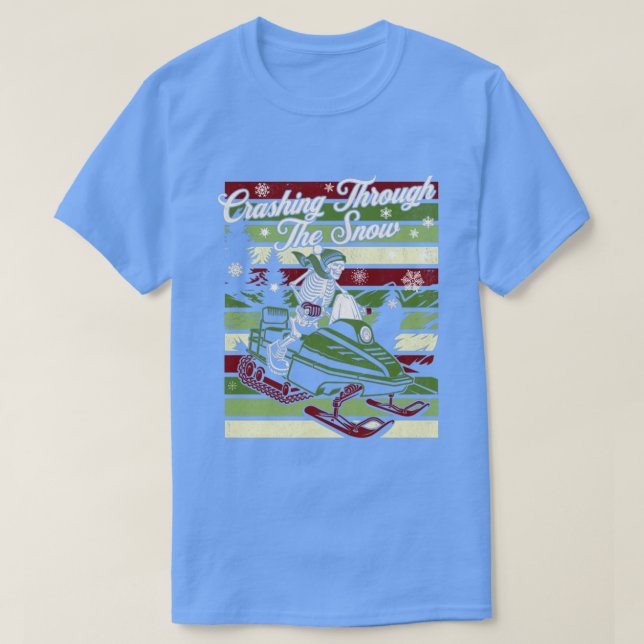 Skrasch genom Snö Retro Snowmobiling Skele T Shirt (Design framsida)