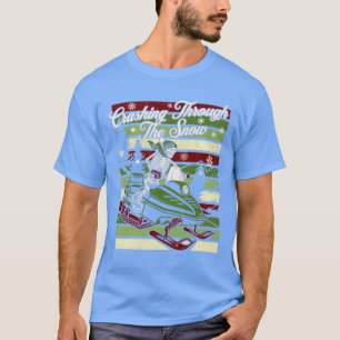 Skrasch genom Snö Retro Snowmobiling Skele T Shirt