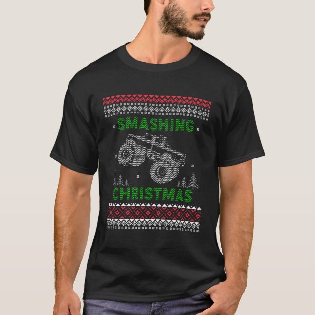 Skraschar julmonster Lastbilar Älskare ger Ugl gåv T Shirt (Framsida)