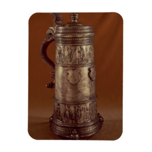 Skråsejdel, försilvrad pewter, 1564 magnet