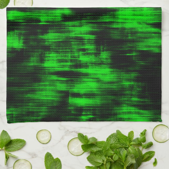 Skratchade fläckar i tunn grönt och stark mörk kökshandduk (Vikta)