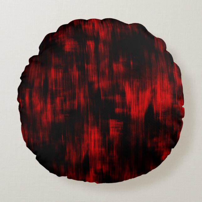 Skratchade punkter i ljust röd och svart färg rund kudde (Framsidan)
