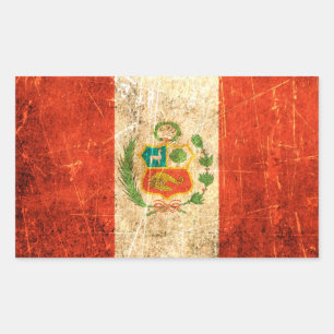 Skratched and Wored Vintage Peruvian Flagga Rektangulärt Klistermärke