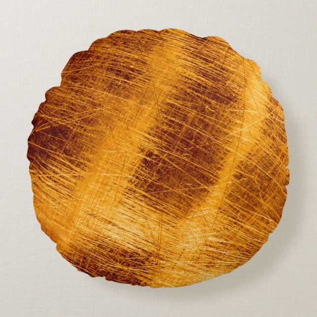 Skratcher på metallisk bakgrund i guld. abstrakt. rund kudde (Framsidan)