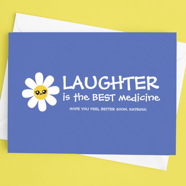 Skratt är den bästa medicinen gratulationskort kort (Send get well wishes with this, "Laughter is the best medicine" personalized card! )