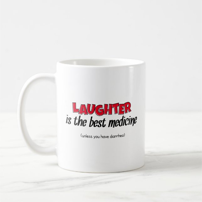Skratt är det bästa läkemedlet | Funny Proverb Kaffemugg (Vänster)