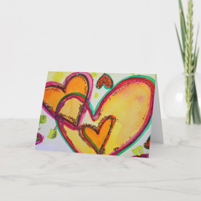 Skratt Hjärtan Förbinder Greeting Cards eller Notk Kort (Framsida)