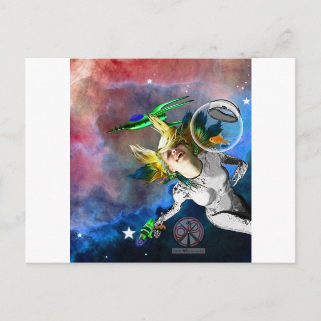 Skratt i rymden vykort (Framsida)