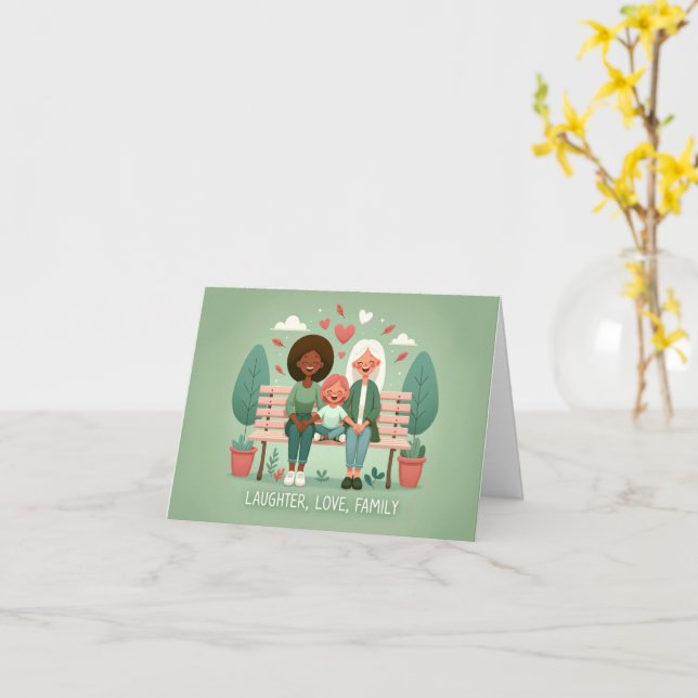 Skratt Kärlek Familj Kort (Gul blomma)