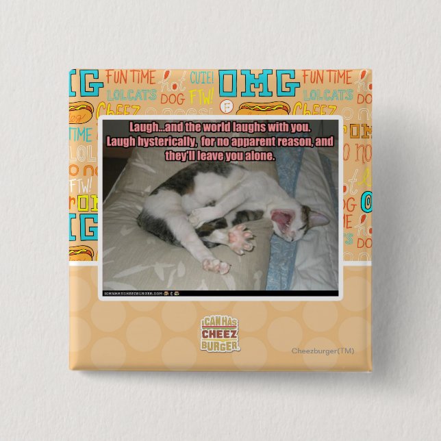 Skratt och världen skrattar med dig knapp (Framsida)