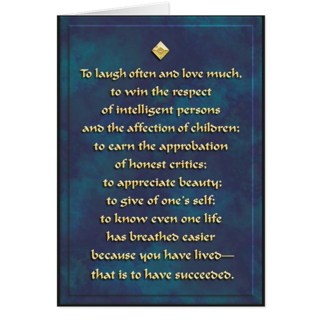 Skratt ofta, älskar mycket…, Kort (Framsidan)