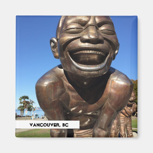 Skratt Statue Vancouver BC Travel Magnet (Framsidan)