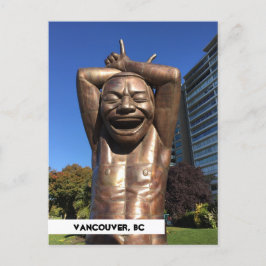 Skratt Statue Vancouver BC Travel Postcard Vykort