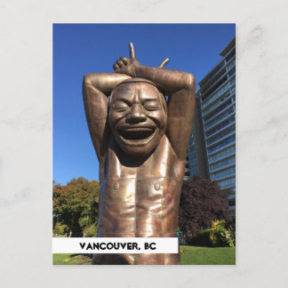 Skratt Statue Vancouver BC Travel Postcard Vykort