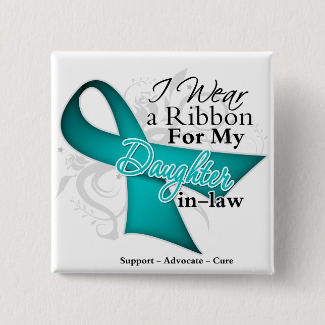 Skratt - Teal Ribbon Awareness Knapp (Framsida)