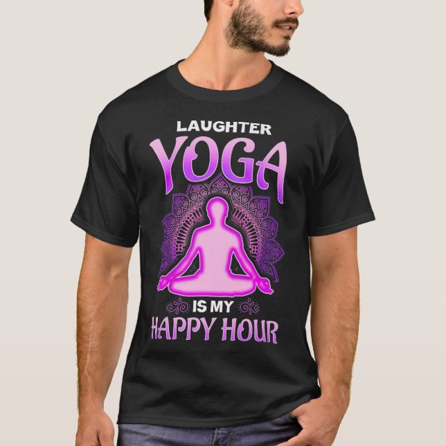 Skratt Yoga är min Lycklig Hour Premium T Shirt (Framsida)