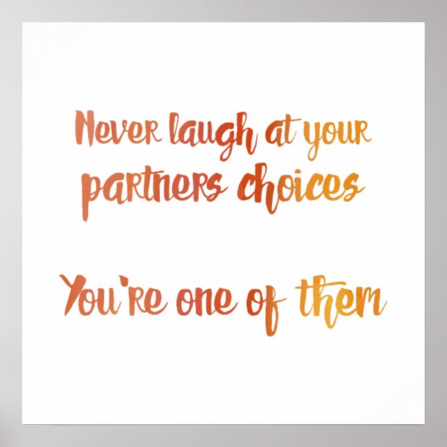 Skratta aldrig på din partner poster (Framsidan)
