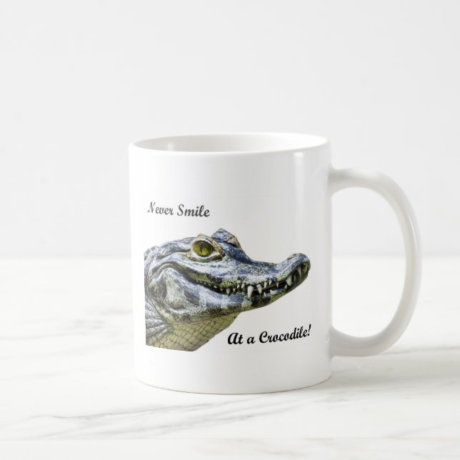 Skratta aldrig på en krokodil! kaffemugg (Höger)