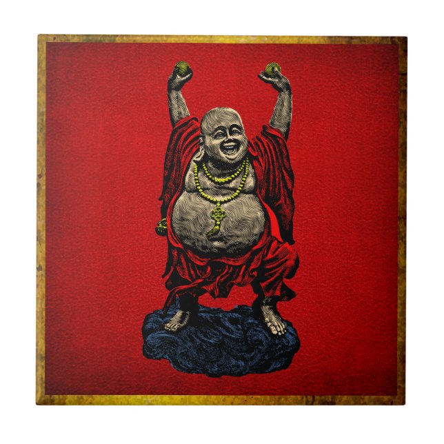 Skratta Buddha (färg 4) Kakelplatta (Framsidan)