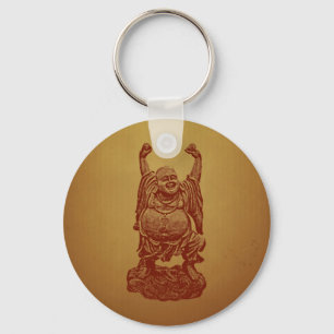 Skratta Buddha (röd mörk -) Nyckelring