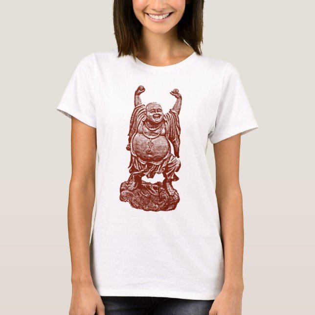 Skratta Buddha (röd mörk -) T-shirt (Framsida)